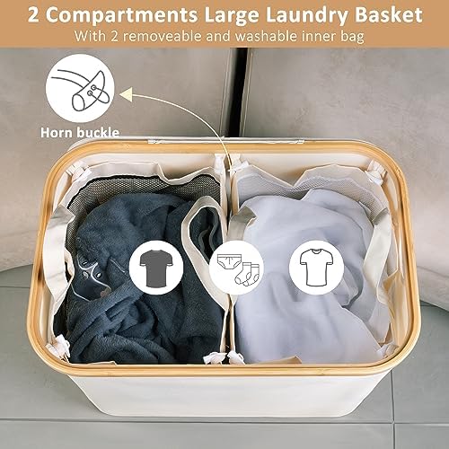 IEGrow Laundry Hamper with Lid, 150L Laundry Basket with 2 Mesh Bags - Image 3