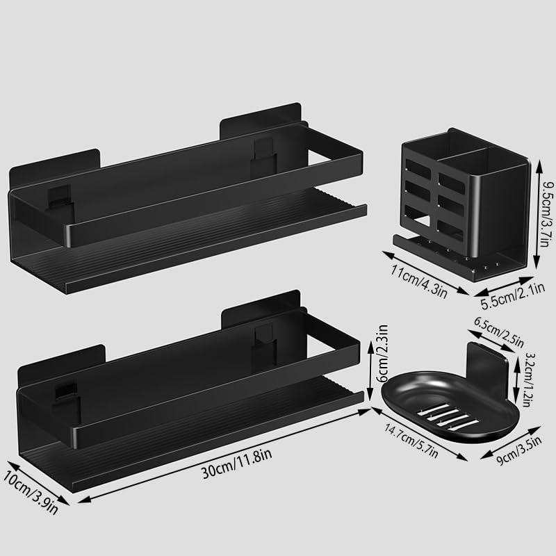 Shower Caddy, Shower Organizer 4 Pack, Adhesive Installation - Image 2