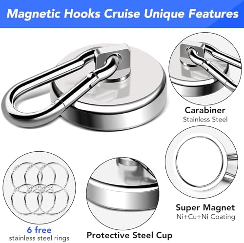 LOVIMAG Magnetic Hooks 150 LBS Strong Magnets Cruise 6Pack Magnet - Image 3