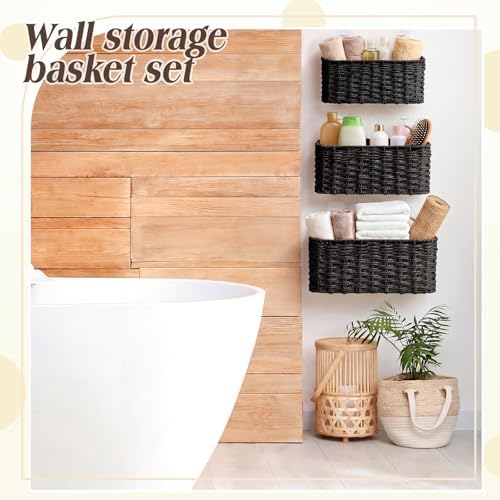 3 Pcs Wall Hanging Baskets, Paper Cord - Image 5