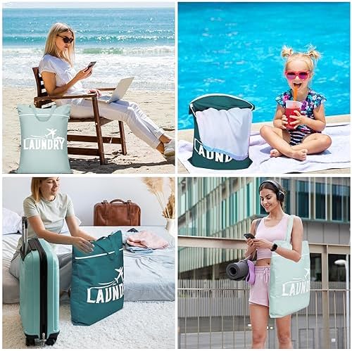 2 Pcs Large Travel Laundry Bag Washable Waterproof Wet Bag Dirty Clothes Bag - Image 2