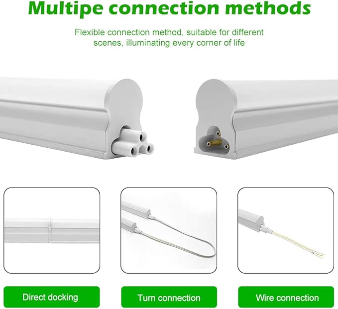 LightingWill 4 Pack LED Shop Light 2FT, Daylight White 6000~6500K, 10W, Linkable T5 Integrated Fixture, Utility LED Ceiling Light and Under Cabinet Light, Corded Electric with Built-in ON/Off Switch