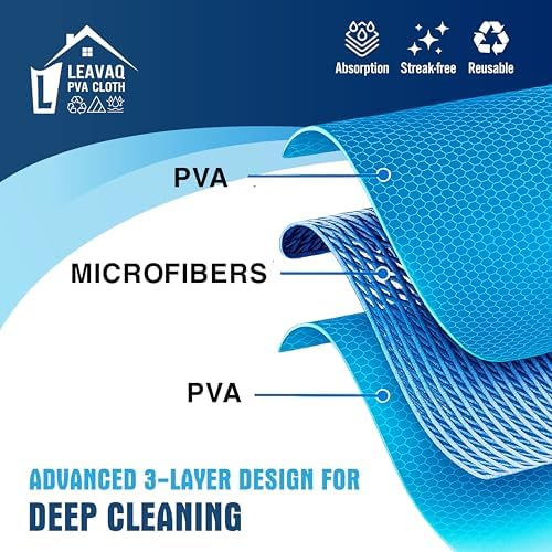 Leavaq PVA Microfiber Cleaning Cloth 3-Pack — Streak-Free Shammy Towel - Image 2