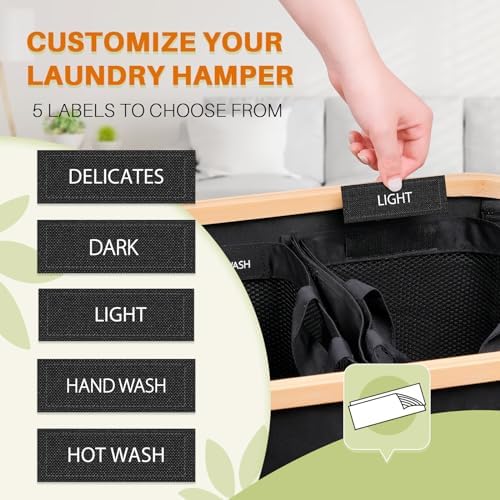 145L Laundry Hamper with Lid, 3 Section Laundry Basket with 3 Removable Bag - Image 5
