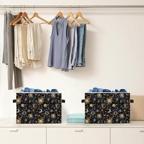 Boho Witchy Sun and Moon Storage Box Bins, Mystical Celestial Space Galaxy - Image 4