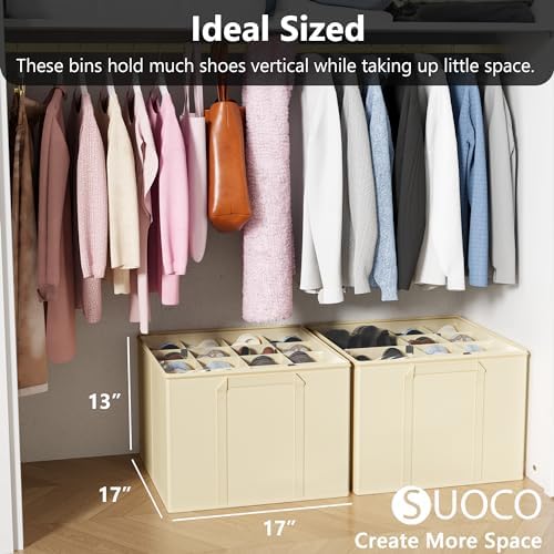 SUOCO 2 Pack Shoe Organizer for Closet, Fits up to 32 Pairs, Small Space Shoe - Image 4