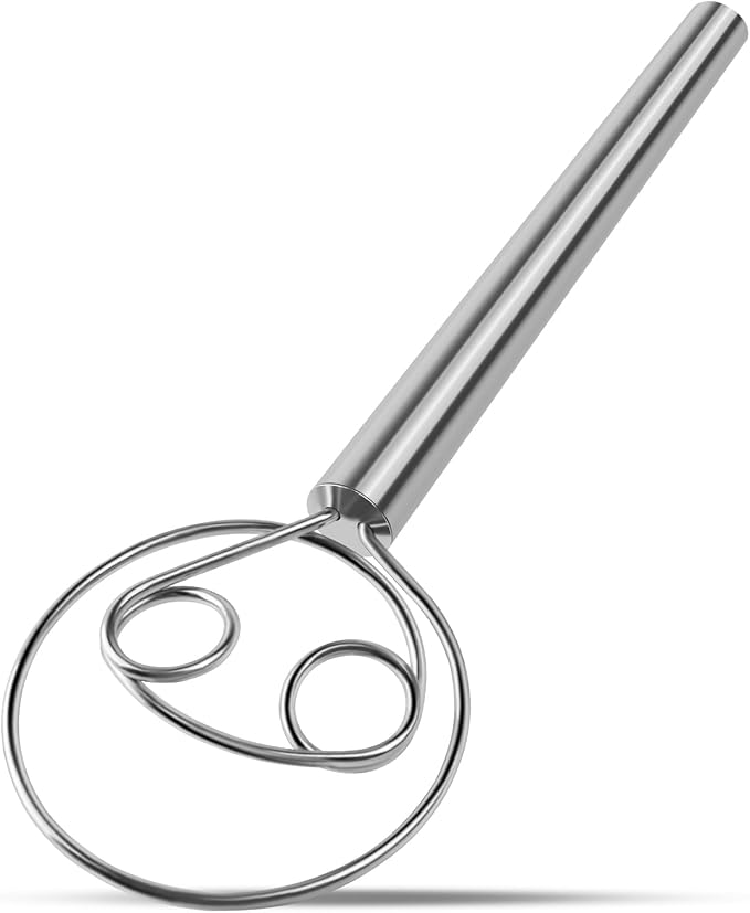 Danish Dough Whisk Stainless Steel Hook Dutch Bread Mixer Hand Tool for Sourdough Baking Making Blending Pastry Pizza
