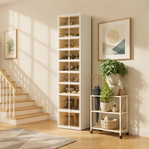 Foldable Shoe Organizer Storage Box, Portable Extra Large Folding Shoe Rack by Tykacna