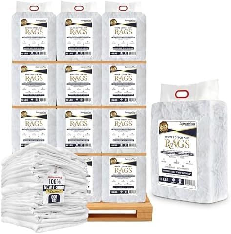 Premium New White Cotton Knit T-Shirt Rags by SupremePlus