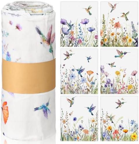 36 Pack Reusable Cloth Kitchen Paper Towels, Hummingbird Flowers by Noveread