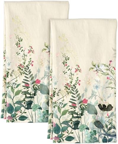 Miss Adola 150GSM Flour Sack Kitchen Towels Set of 2, Ink Flowers by MissAdola