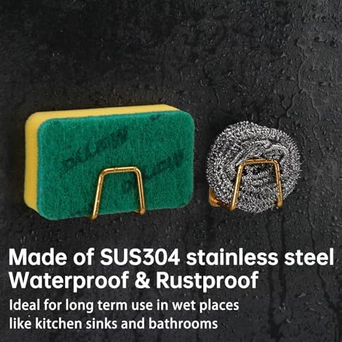2Pcs Adhesive Sponge Holder for Kitchen Sink Essentials, Stainless Steel Dish - Image 4