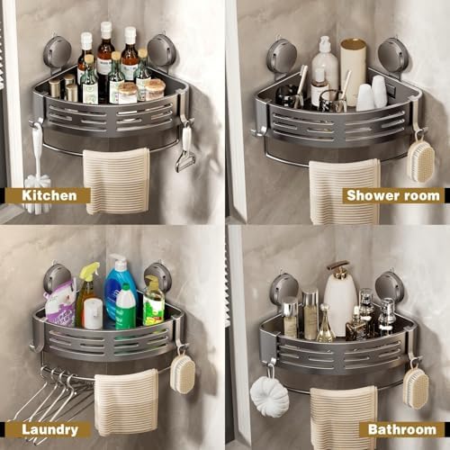 VOLPONE Corner Shower Shelf Suction Cup Shower Caddy Corner No Drilling - Image 5