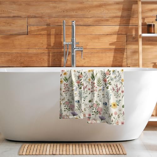 Watercolor Wildflowers Spring Summer Kitchen Towels 14"x28" Set of 2 Rustic - Image 7
