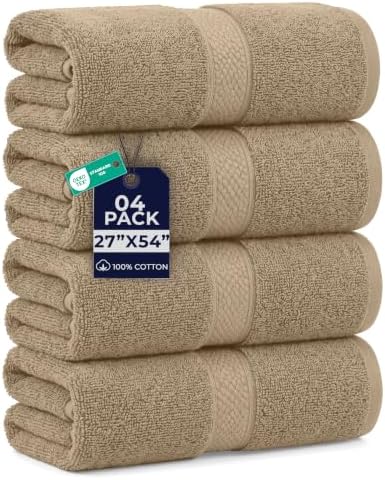 DAN RIVER 600 GSM Cotton Large Bath Towels Set of 4, 27 x 54 Inches by DanRiver