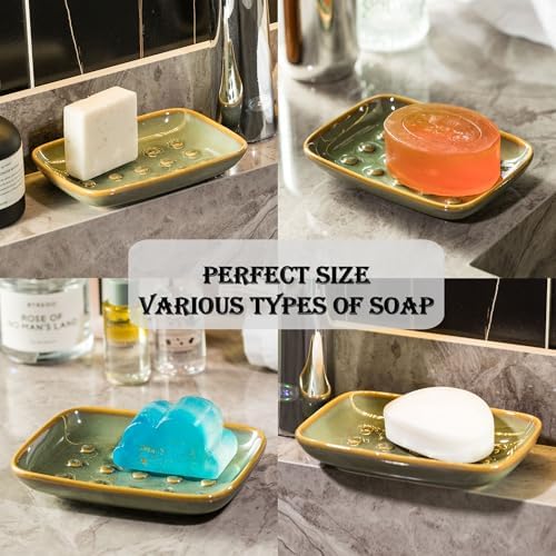 Soap Dish for Shower, Ceramic Soap Dish for Large Soap Bars, Non-Slip Soap - Image 3