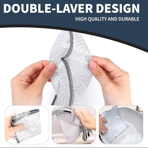 Double Layer Steel Wire Dishcloth, Powerful Cleaning Non-Scratch Wire Dishcloth - Image 3