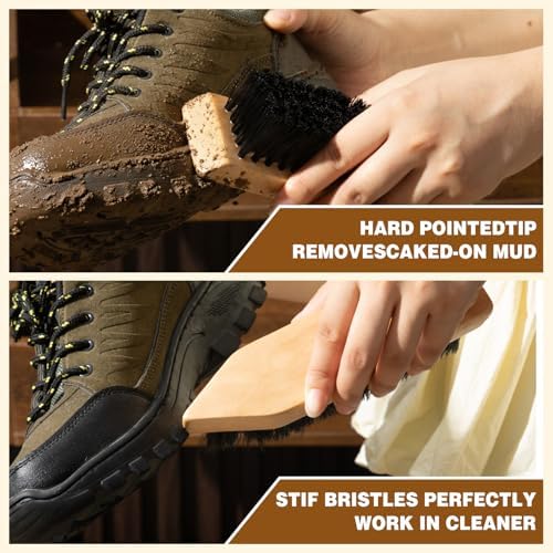 2 Pack Heavy Duty Boot Brush, Wooden Shoe Cleaning Brush - Image 2