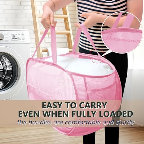 Collapsible Laundry Hamper Basket, Pop Up Mesh Foldable Bag - Image 4