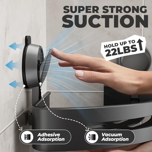 Corner Shower Caddy Suction Cup, Shower Shelves - Image 4