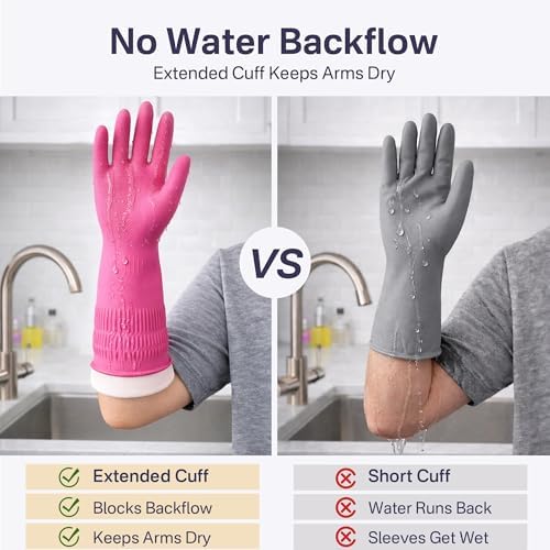 Rubber Dishwashing Gloves, Reusable Cleaning Gloves - Image 6