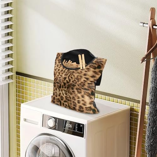 Brown Leopard Print Clothespin Bags Moon Space-Saving Clothespin Storage Hanger - Image 3