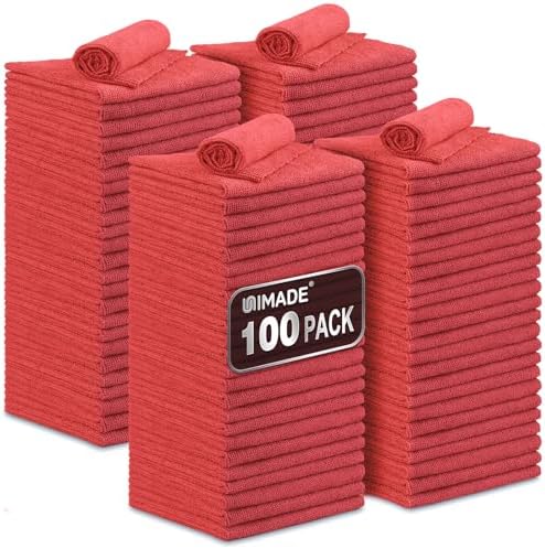 UNIMADE Shop Towels, 100 Pack Commercial Grade Work Rags Microfiber Towel by Unimade