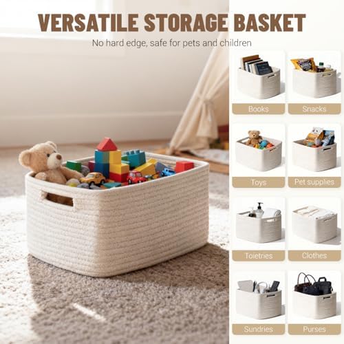 5 Pack Woven Storage Baskets, Decorative Storage Bins - Image 5