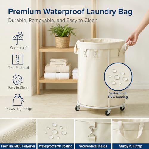 150L Large Capacity Rolling Laundry Basket Hamper - Image 5