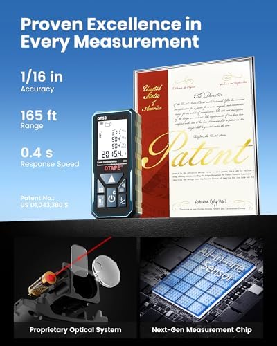 DTAPE DT50/100 Laser Measuring Tool, 1/16" High-Accuracy Laser Tape Measure - Image 2