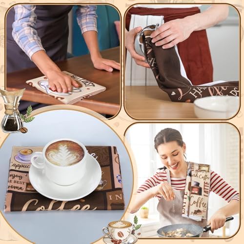 Bencailor 6 Pcs Coffee Kitchen Towels Decorative Sets Dish Towels Absorbent - Image 6