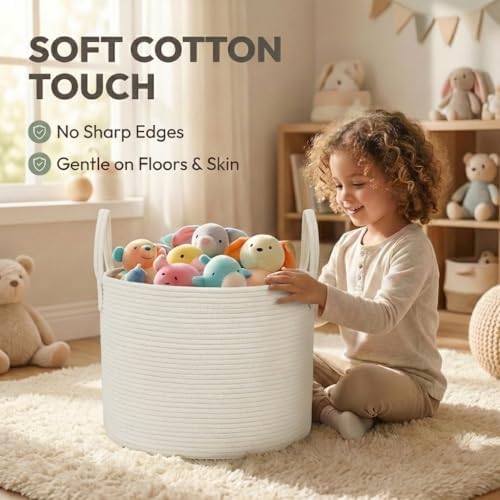 JMvicyroam 115L Extra Large Machine Washable Cotton Rope Blanket Basket - Image 4