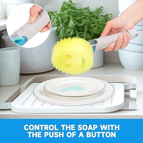 Smile Sponge Dish Wand Holder for Scrub Daddy, Soap Dispensing Handle, Scratch - Image 2