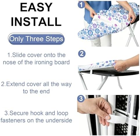 Flowers Ironing Board Cover and Pad 15x54 Inch, 100% Cotton Surface Heavy Duty - Image 4