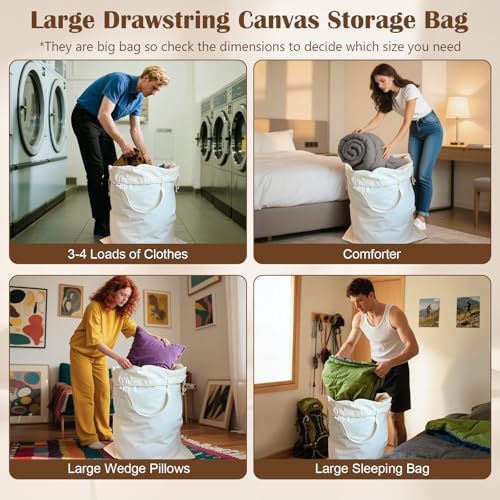Canvas Laundry Bag, Extra Large Heavy Duty 33"W x 35"H, 2 Pack - Image 6