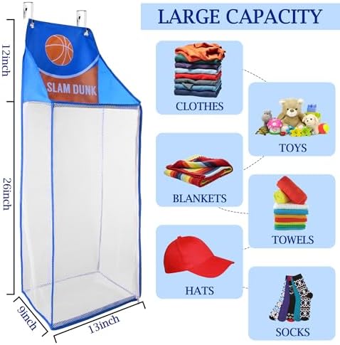 SPINFOX 2 Pack Over the Door Laundry Hamper, Hanging Basketball Basket - Image 4