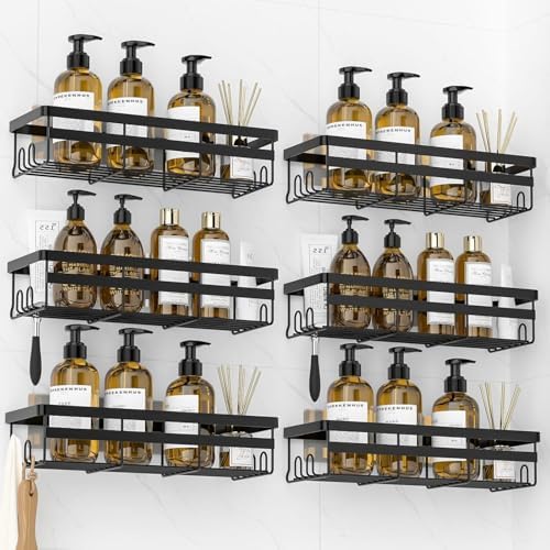 WOWBOX 6 Pack Adhesive Shower Caddies, No Drill Bathroom Shelves by WOWBOX