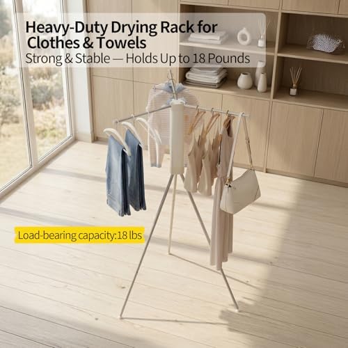 BIREN Foldable Clothes Drying Rack Tripod Clothes Rack Heavy Duty Clothing - Image 3