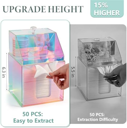 Disposable Facial Towels Storage Double Layer Acrylic Box, Glossy Rainbow - Image 3