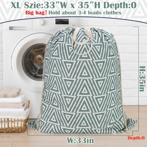 Canvas Laundry Bag 33"Wx 35"H, Heavy Duty Hamper Liner, XL Geom SlateGreen - Image 2