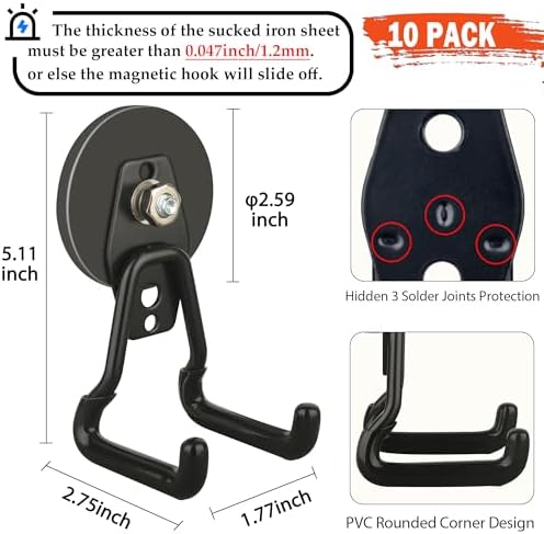 ULIBERMAGNET New Upgraded Large Magnetic Hooks, Strong Heavy Duty Magnet Hooks - Image 2