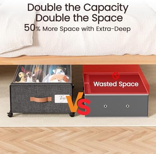 Yecaye 82L Under Bed Storage Containers, Fits 9.4" Under Bed, 2 Pack - Image 4