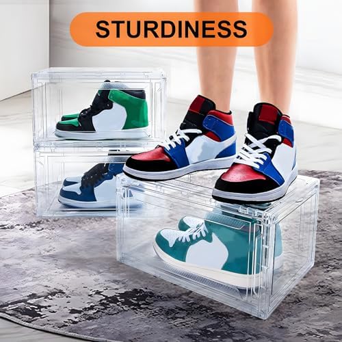 MMBABY 12 Pack Acrylic Clear Shoe Boxes, Ultra Clear Stackable Sneaker Display - Image 2