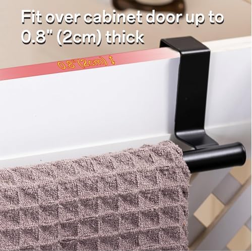 Cabinet Door Towel Bar, Kitchen Towel Holder, Matte Black - Image 2