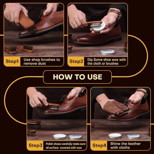 RAPSAKEMOH Shoe Polish Kit, Horsehair Brush Shoe Shine Kit - Image 5