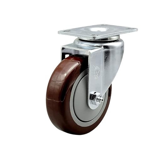 Service Caster Brand Replacement Caster for Uline Caster H-5539S-Swivel Top Plate Caster with 4 Inch Maroon Polyurethane Wheel-Light Duty Replacement Caster-Fit Cart, Dollies and Poly Box Truck H-1956