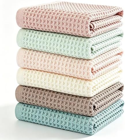 vfaejll Kitchen Towels Set 6 Pack, 100% Cotton Waffle Weave Dish Cloths & Dish by vfaejll