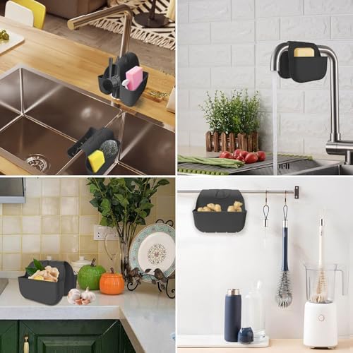 Sponge Holder for Kitchen Sink, Silicone Sink Saddle Caddy Organizer Rack - Image 6