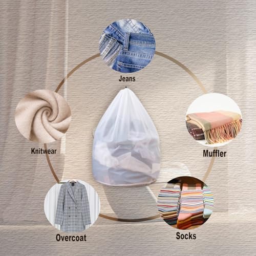 Extra Large Mesh Laundry Bags Washing Bag 2Pack Delicates Bag and Pull net - Image 2