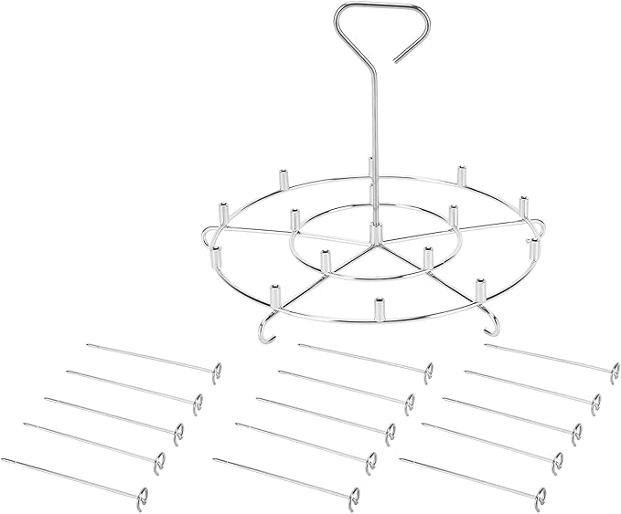 304 Stainless Steel Skewer Stand Set, Multifunction Grill and Dehydration Rack, Fryer Accessories for Pinxia - Food Grade Safety, Durable Design, Ideal for Barbecue and Air Fryer (8QT)